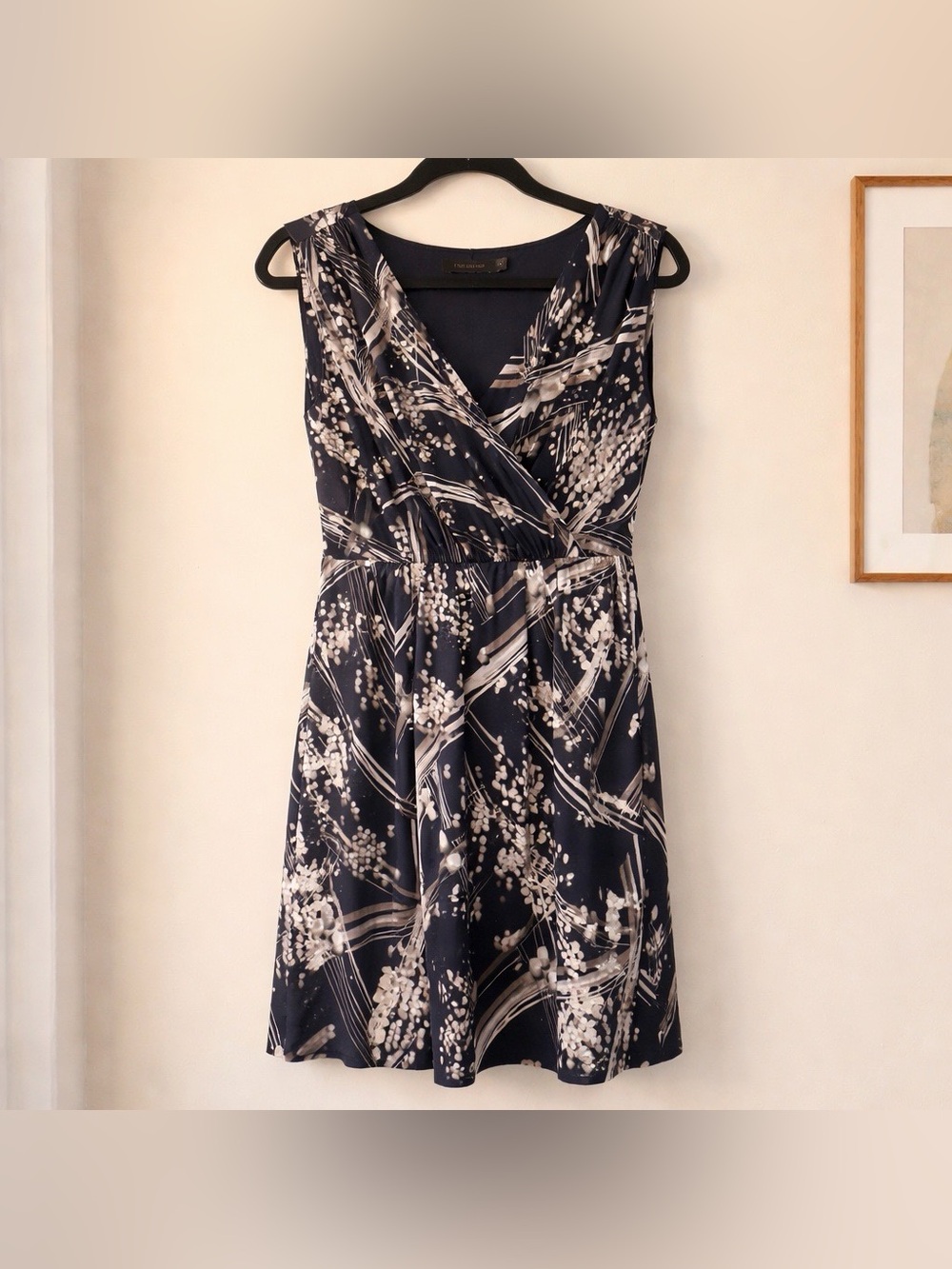 The Limited Black Midi Dress with Beige‎ Print Work & Evening - Size 6